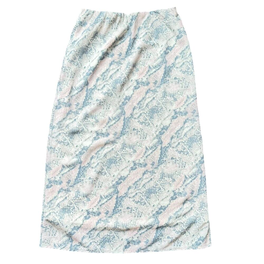 Japna Snake Print Mesh Slip Skirt Medium Elastic Waist Midi